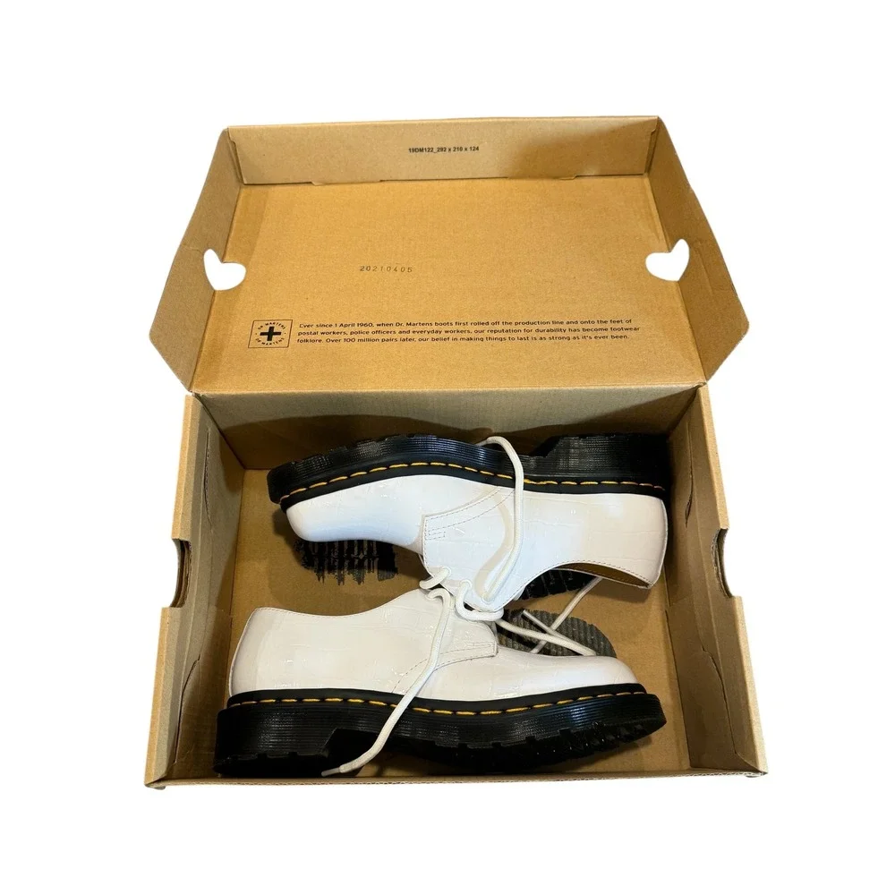 Dr. Martens 1461 White Patent Croc Emboss Leather Oxford Shoes Women's US 6 - Picture 5 of 7